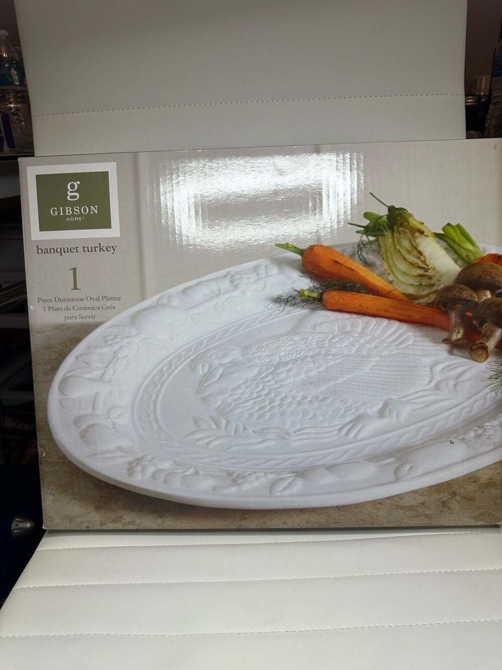 Gibson Home Banquet Turkey 16-inch Durastone Oval Platter